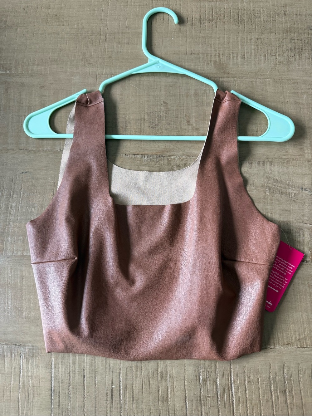 Commando Faux-Leather Cropped Tank Top in Mauve Brown